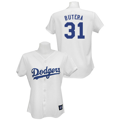 Drew Butera #31 mlb Jersey-L A Dodgers Women's Authentic Home White Baseball Jersey